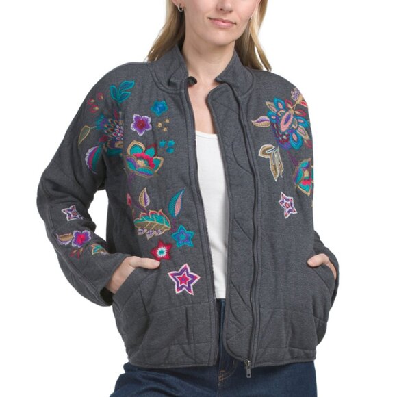 JOHNNY WAS Stone Grey Dolman Quilted Jacket - Picture 1 of 2